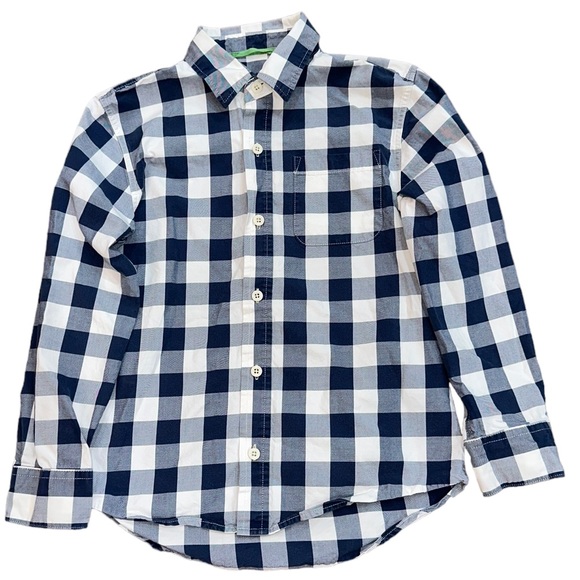 Mini Boden Other - Boys Mini Boden Button Down‎ Plaid Shirt Blue/White Size 7-8 Youth
